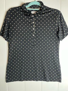 Sport Haley Black and Brown Polka Dot Golf Polo, Size M, EUC